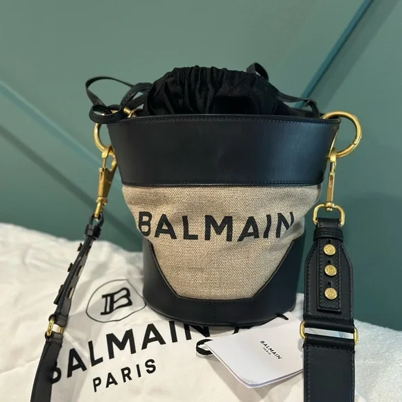 Balmain Black and Tan Bucket Shoulder Bag - Picture 2 of 7